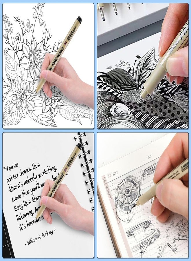 Amitasha 12 Pieces Black Fine Point Pens Set with Different Nib Sizes – Extra Fine Point Type for Calligraphy, Drawing, Writing, Designing, Comic, Waterproof & Quick Drying - Image 3