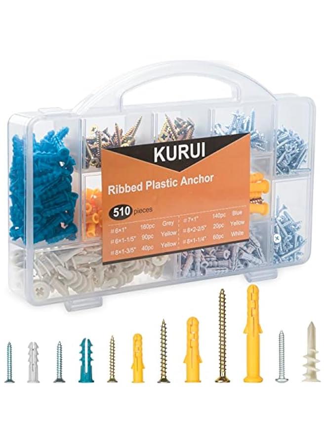 Arabest Assortment Kit with 510 Drywall Anchors and Screws, Self Drilling, 6 Sizes, Organizer Box Included  - Image 1