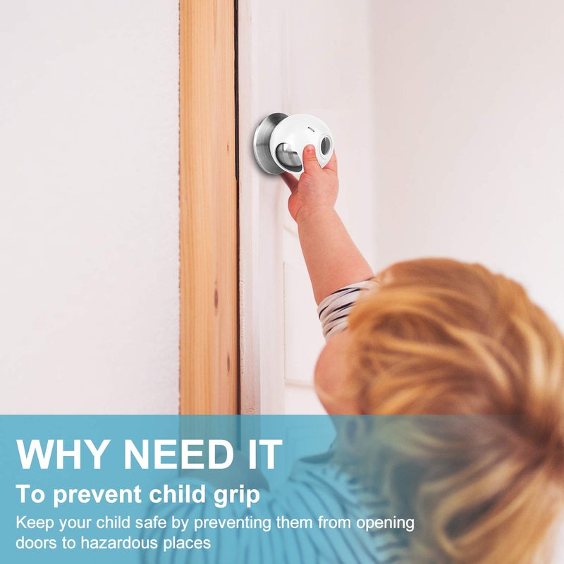GRENFU Child Proof Door Knob Covers 6-Pack Universal Fit Baby Proof Door Knob Covers Prevents Toddlers from Opening Doors, Easy 1-Hand Use for Adults Door Knob Child Proof Cover Child Door Locks - Image 2