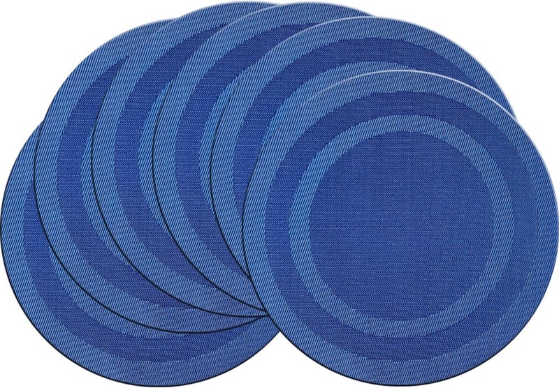 pigchcy Round Placemat Set of 6 Heat Resistant Vinyl Washable Kitchen 15 inch Placemats for Home Indoor Outdoor Party (Navy Blue) - Image 1