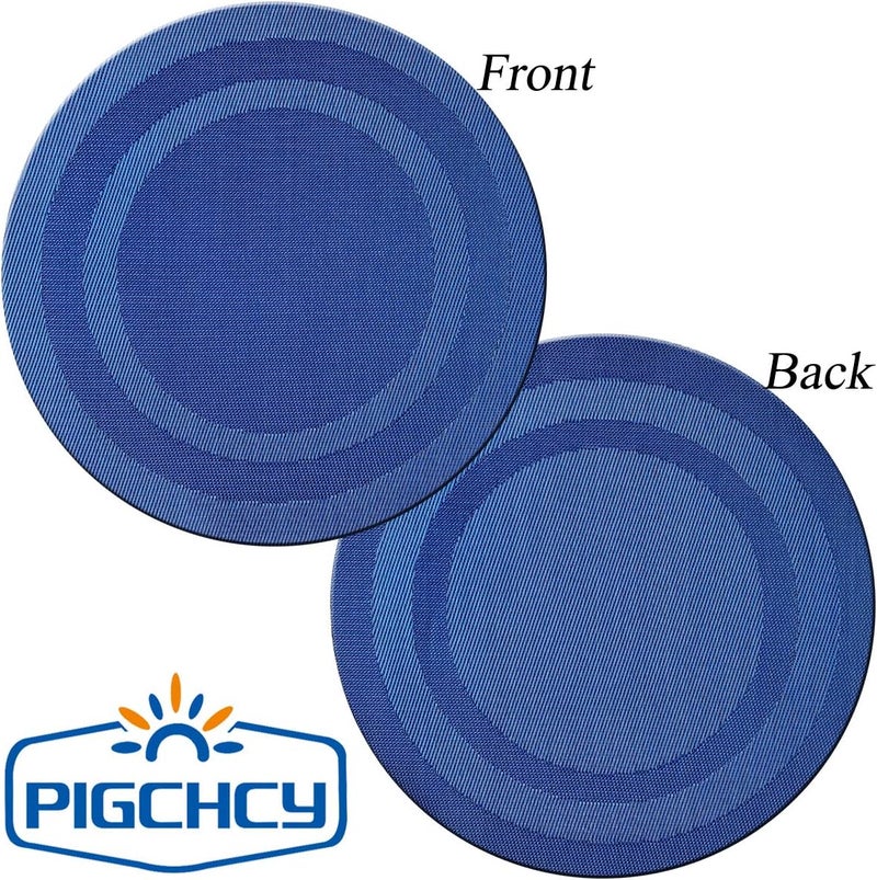 pigchcy Round Placemat Set of 6 Heat Resistant Vinyl Washable Kitchen 15 inch Placemats for Home Indoor Outdoor Party (Navy Blue) - Image 3