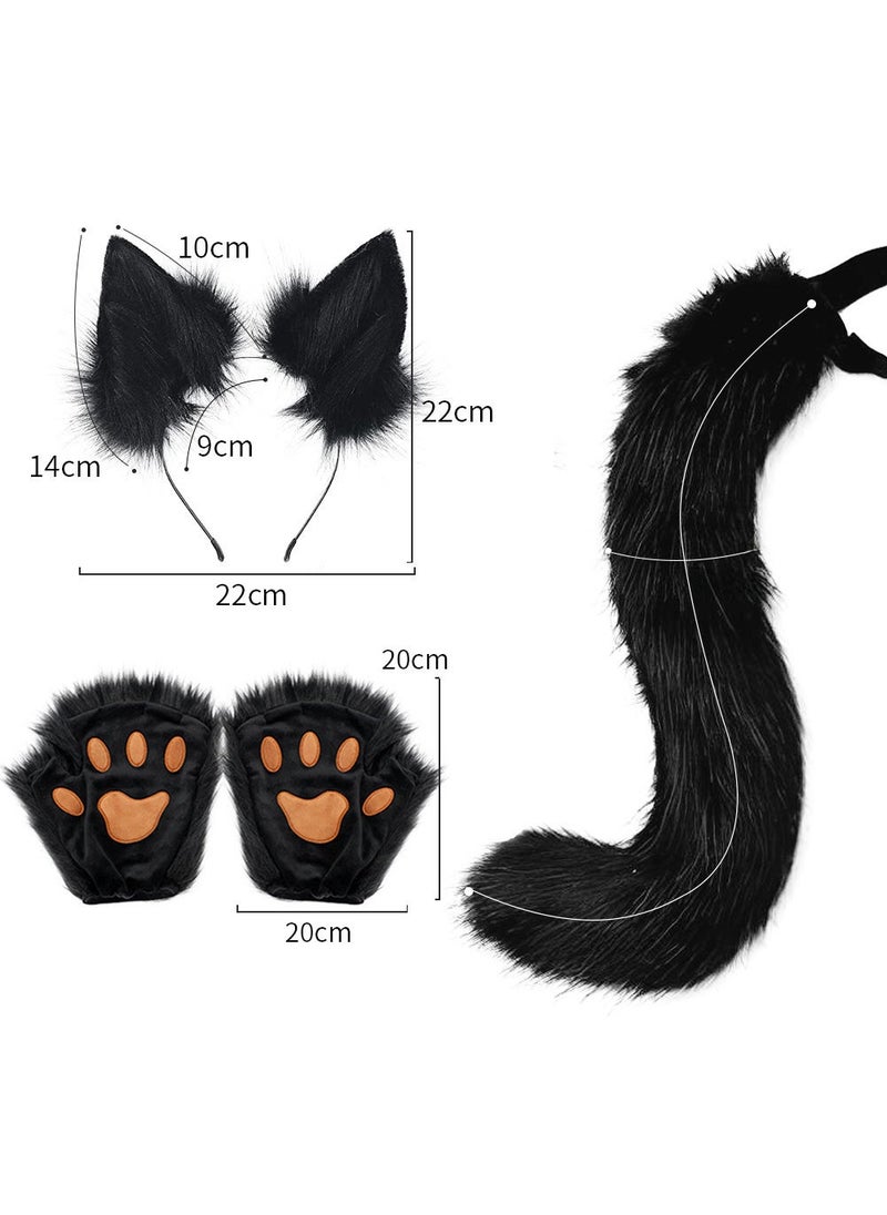 Fox Ears Tail Set Cosplay Gloves Black - Image 4
