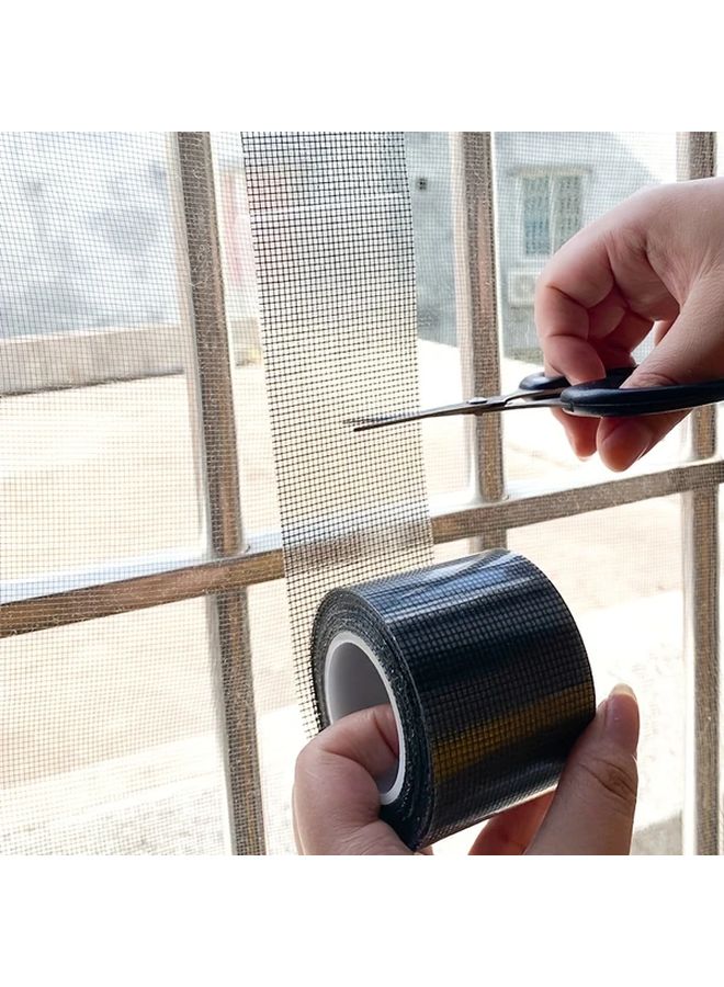 Black Fiberglass Mesh Repair Tape Strong Adhesive Waterproof Easy To Use - Image 2