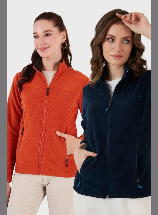 ليلا كارديجان نسائي بياقة مدورة وسحاب وجيوب مضادة للوبر قطعتان