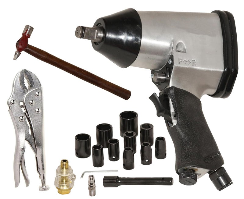Digital Craft 12 Air Wrench Pneumatic Impact Wrench Car Repairing Impact Wrench Tools Pneumatic Impact Wrench KitHammer 200 gm10 Inch Lock Plier - Image 1