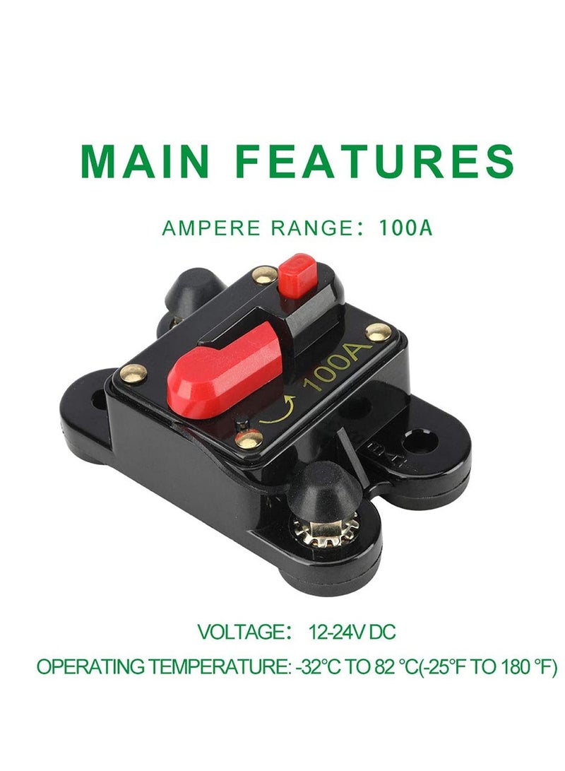 سيوسي 1 قطعة قواطع دوائر 100amp-12-24v تيار مستمر مع إعادة تعيين يدوي حامل فيوز مقاوم للماء لصوت السيارة Rv البحرية والمنزل نظام الطاقة الشمسية حماية أمبير - Image 3