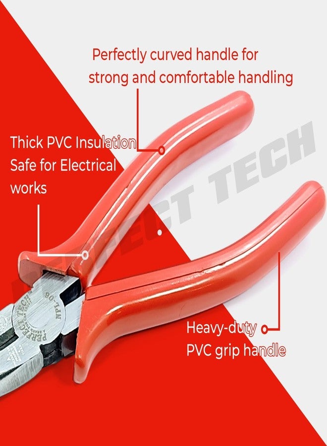 PERFECT TECH Long Nose Plier 6 Inch(NPL-06) | Heavy Duty Combination Long Nose | Industrial Servicing Hand Tools | Tool For Holding, Gripping & Cutting Wires | Pliers For Electrical Repair - Image 4