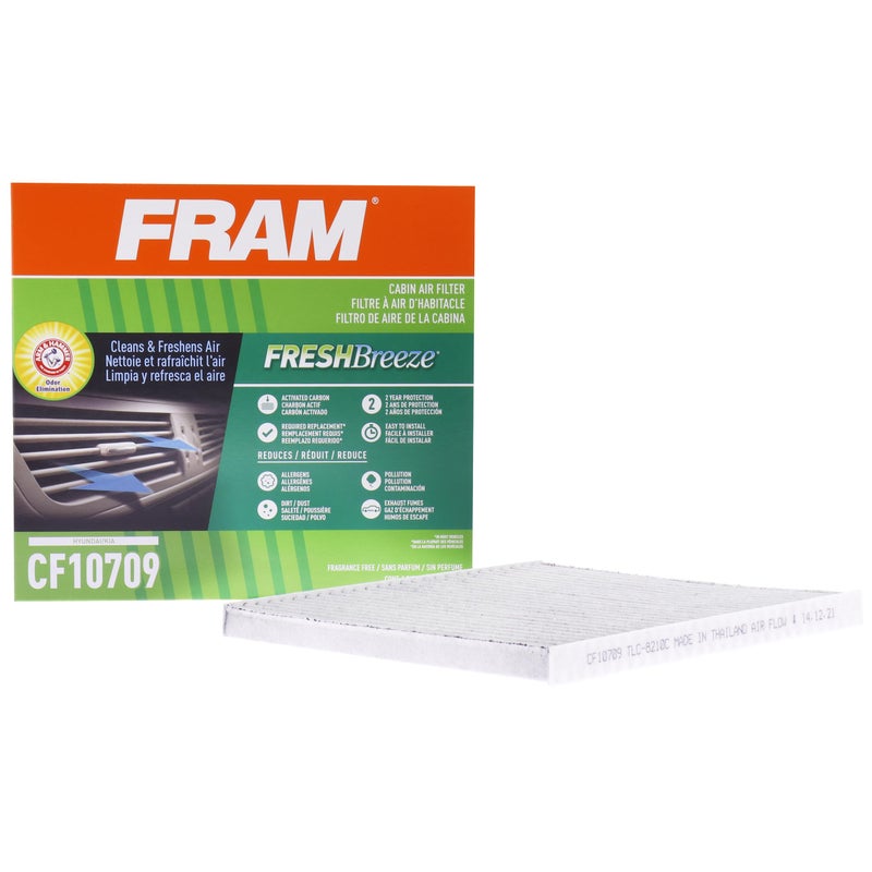 FRAM Fresh Breeze Cabin Air Filter with Arm Hammer Baking Soda CF10709 for Select Hyundai and Kia Vehicles white