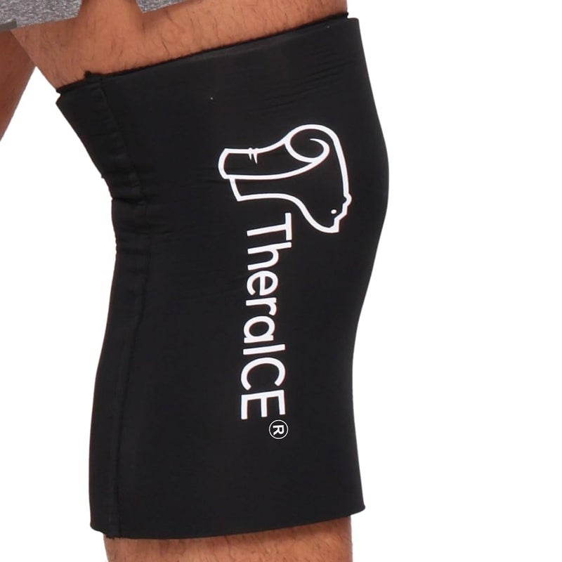 TheraICE غطاء ثيرا آيس للركبة مع حزمة ثلج وضغط للإصابات، حزم جل باردة قابلة لإعادة الاستخدام أيضًا للمرفق والكاحل والساق - لفافة باردة مرنة للتعافي من آلام الغضروف الهلالي، الرباط الصليبي الأمامي، الرباط الجانبي (م) - Image 1