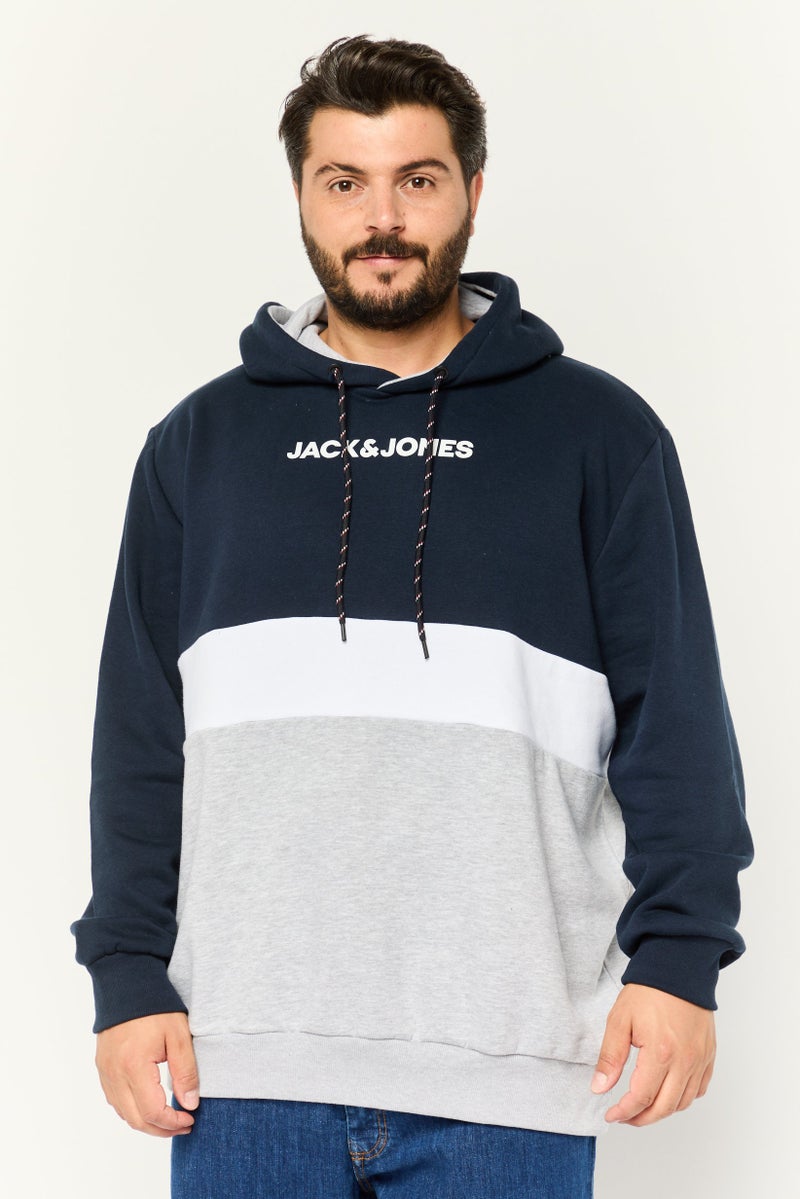 Jack Jones Men Hooded Long Sleeve Colorblock Sweatshirt, Multicolor  - Image 1