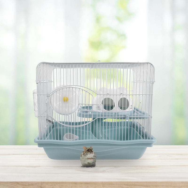 Hamster Cage: Small Animal Cages - Plastic Removable Tray Two-Tier Play Area Carrier Enclosure for Gerbil Hamster Mouse and Small Animal - Image 5