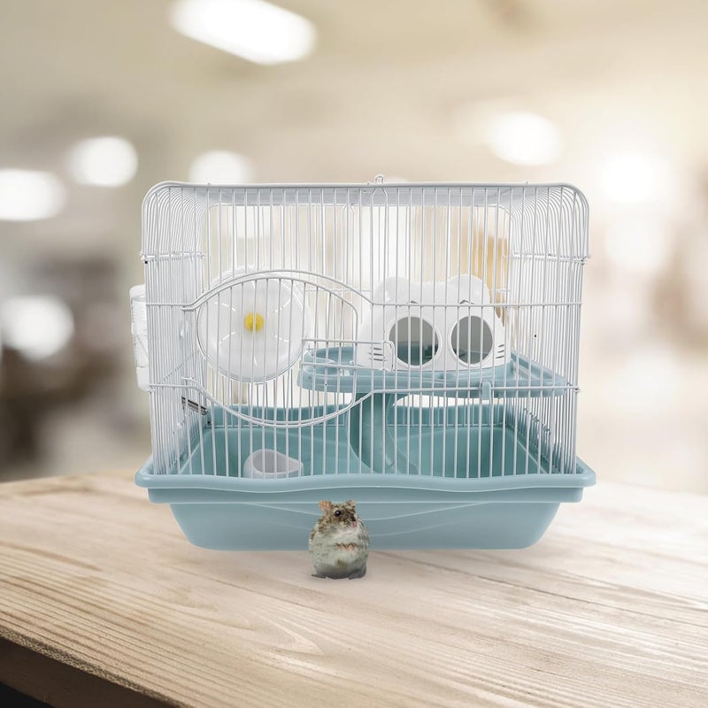 Hamster Cage: Small Animal Cages - Plastic Removable Tray Two-Tier Play Area Carrier Enclosure for Gerbil Hamster Mouse and Small Animal - Image 4