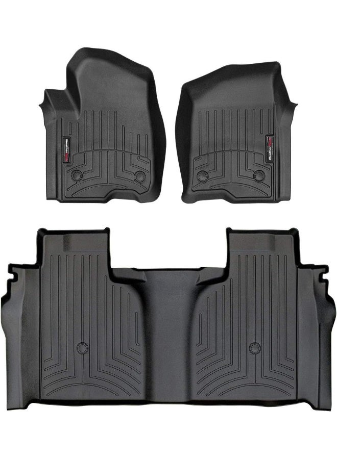 WeatherTech DigitalFit Front and Rear Floorliner Mats for 2019-2020 Chevy Silverado/GMC Sierra Crew Cab, Black - Image 1