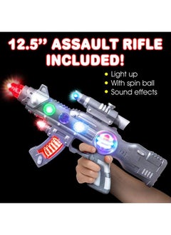 ArtCreativity Light Up Spin Ball Blaster Toy Gun 12.5 Inch Assault Rifle With Thrilling Multicolor Leds And Sound Effects Batteries Included Really Cool Play Gun For Boys And Girls Great Gift Idea  - Image 3
