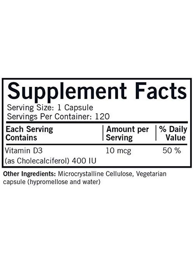 Kirkman Vitamin D-3 400 IU Capsules - Hypo, 120 Capsules - Image 2