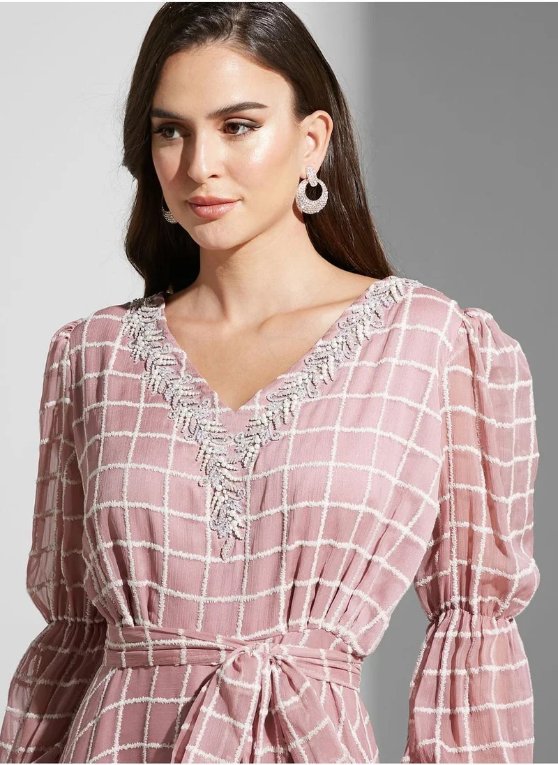 Fashion Trends by Suzy Matar Embroidered V-Line Dress