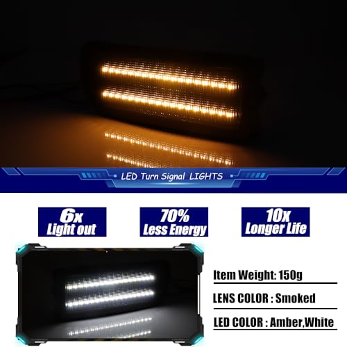 TurningMax For 1999 2000 2002 Toyota 4Runner Front Bumper Inner Turn Signal Lights Smoked Lens TO2530133,TO2531133, 81520-35250,81510-35260 - Image 4