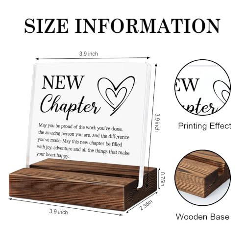 PUVOXHO Next Chapter Definition Acrylic Sign with Wooden Stand, New Start Gifts for Leader Manager Advisor Mentor Colleague, Farewell Appreciation Leaving Goodbye Gifts for Coworker Friend - Image 2