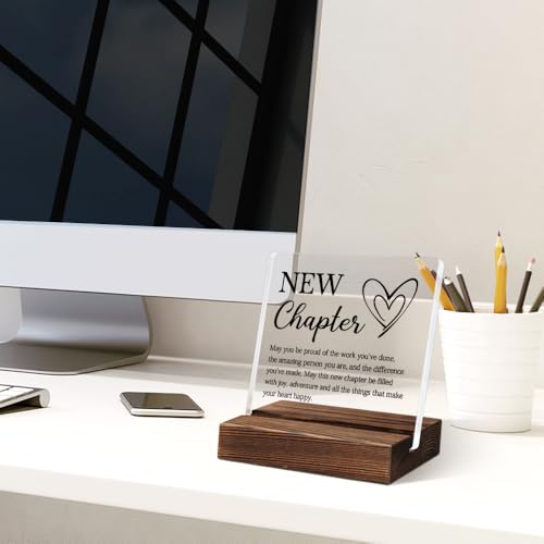 PUVOXHO Next Chapter Definition Acrylic Sign with Wooden Stand, New Start Gifts for Leader Manager Advisor Mentor Colleague, Farewell Appreciation Leaving Goodbye Gifts for Coworker Friend - Image 3