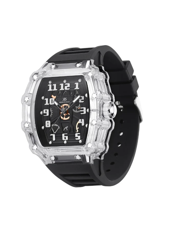 KENNETH SCOTT Men's Silicone Analog Watch K25009-SSBX - 43 mm