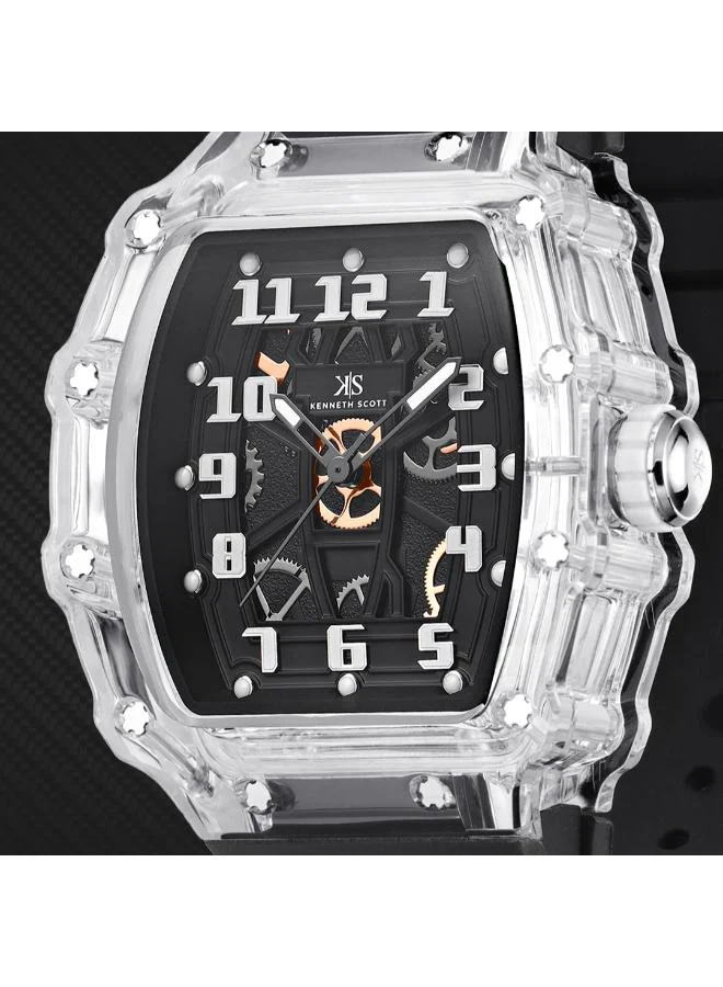 KENNETH SCOTT Men's Silicone Analog Watch K25009-SSBX - 43 mm
