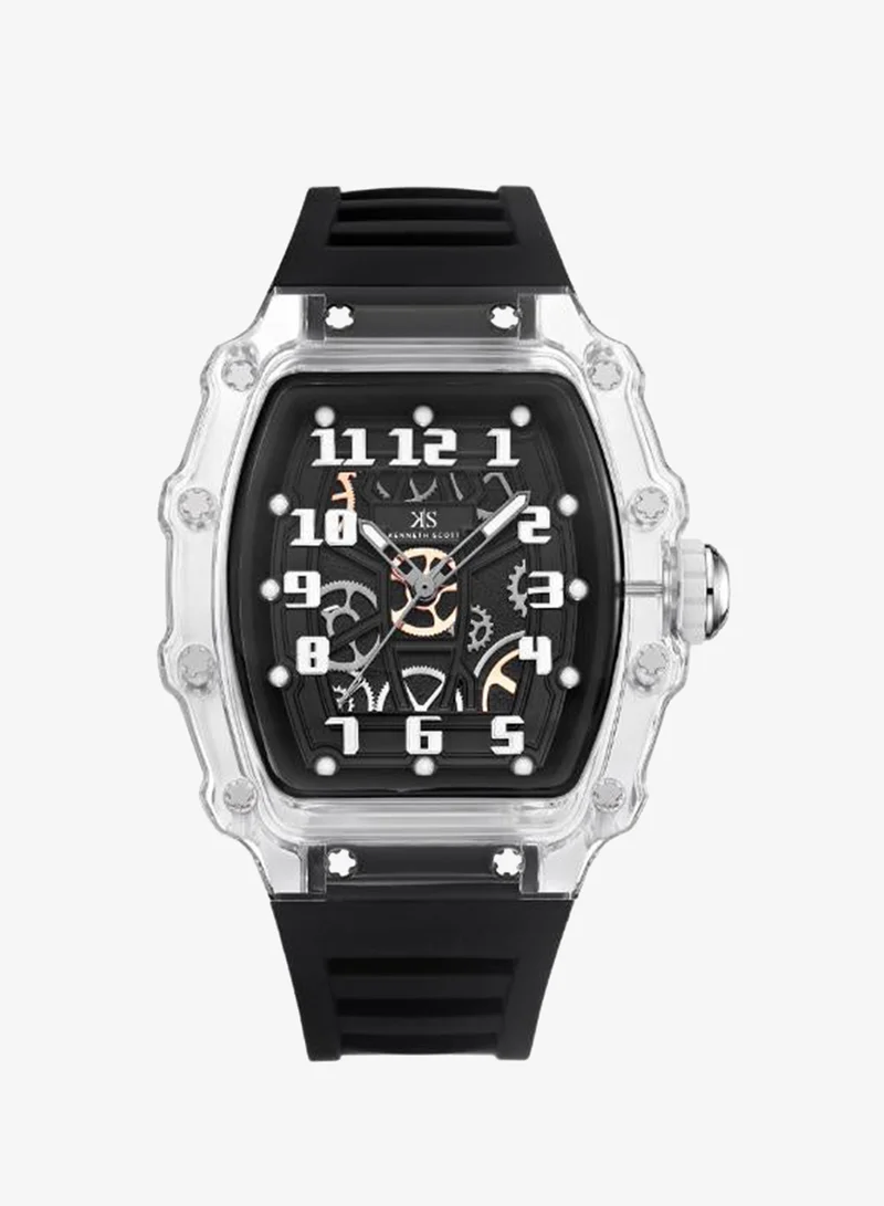 KENNETH SCOTT Men's Silicone Analog Watch K25009-SSBX - 43 mm