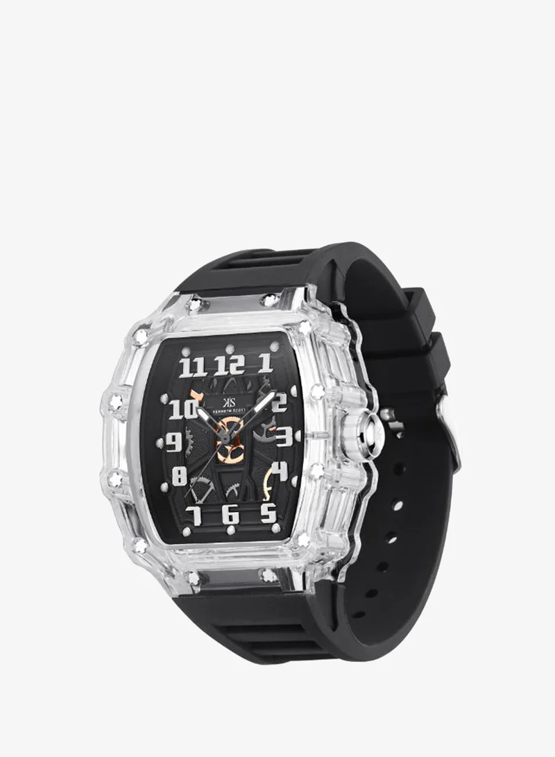 KENNETH SCOTT Men's Silicone Analog Watch K25009-SSBX - 43 mm
