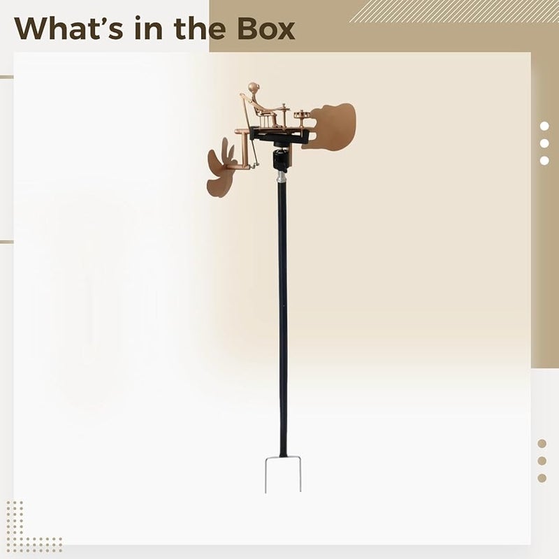 عتيق ذهبي معدني نحاسي طاحونة هواء طبّال دوّار زينة حديقة دوّارة - Image 3