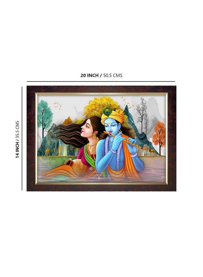 Dharvika Innovations Dharvika Innovations Radha Krishna Photo Frame Big Size Home Decoration with Sparkle Coated Lamination (14x20 Inch) - 20500 - Image 2