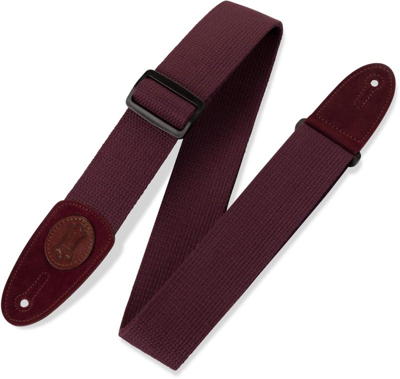 Levy's Leathers Signature Cotton Series 2" Guitar Strap with Tri-Glide Adjustment; Burgundy (MSSC8-BRG)