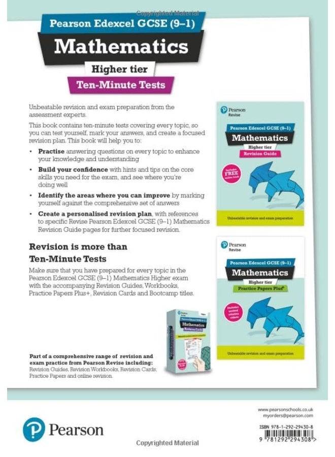 Pearson REVISE Edexcel GCSE Maths (Higher) Ten-Minute Tests - 2025 and 2026 exams (Pearson Revise) - Image 2