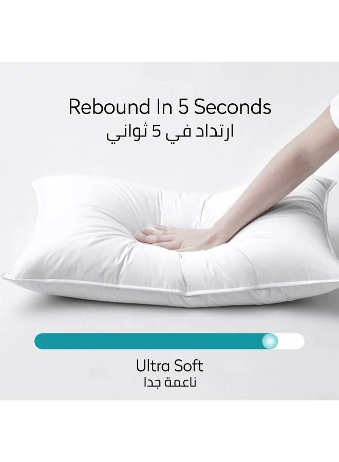 Donetella Cotton Pillow 1 Piece 1600 Gm King Size Bed Pillow 50x75 Cm Hotel Style Double Edge Stitched Premium Gel Fiber Soft Loft White