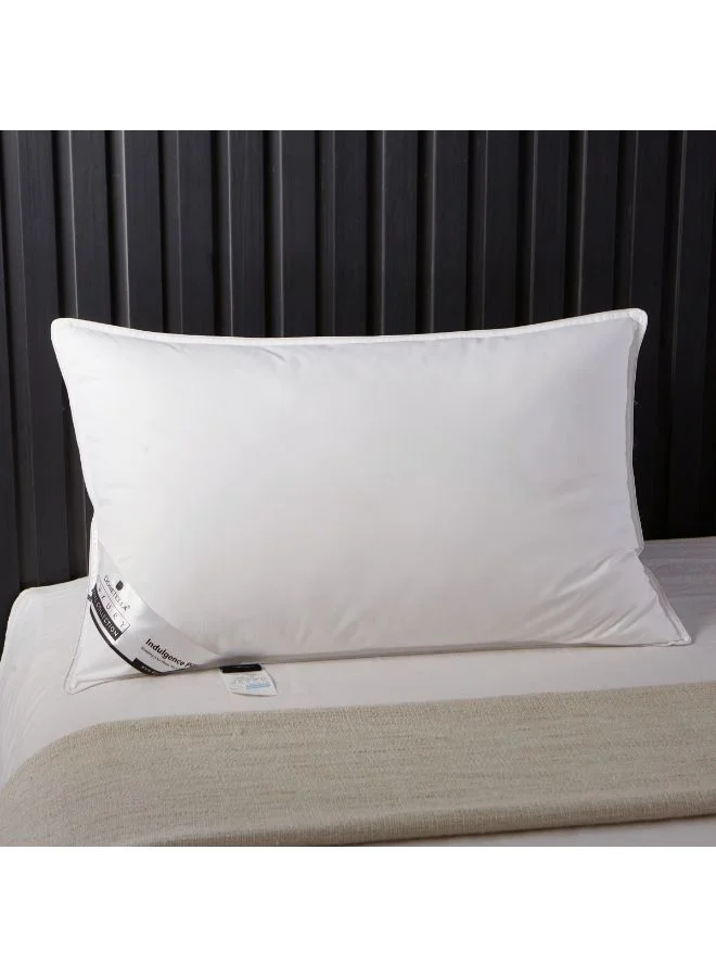 Donetella Cotton Pillow 1 Piece 1600 Gm King Size Bed Pillow 50x75 Cm Hotel Style Double Edge Stitched Premium Gel Fiber Soft Loft White