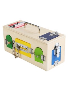 Generic CPC Wooden Montessori Busy House Nut Toolbox Children's Play House Multifunctional Unlock Early Education Educational Toys-Color:Lock Box (stainless Steel) 1.35kg  - Image 1