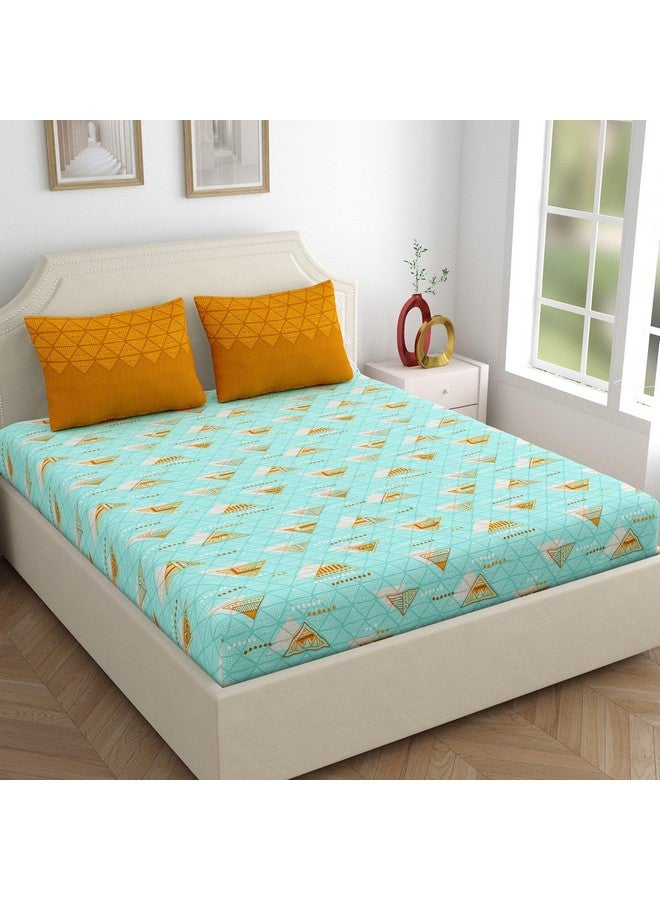 Home Ecstasy 100% Cotton Double Bedsheet with 2 Pillow Covers, 140 TC Geometric Sea Green for Double Bed (7.3ft X 7.7ft) - Image 3