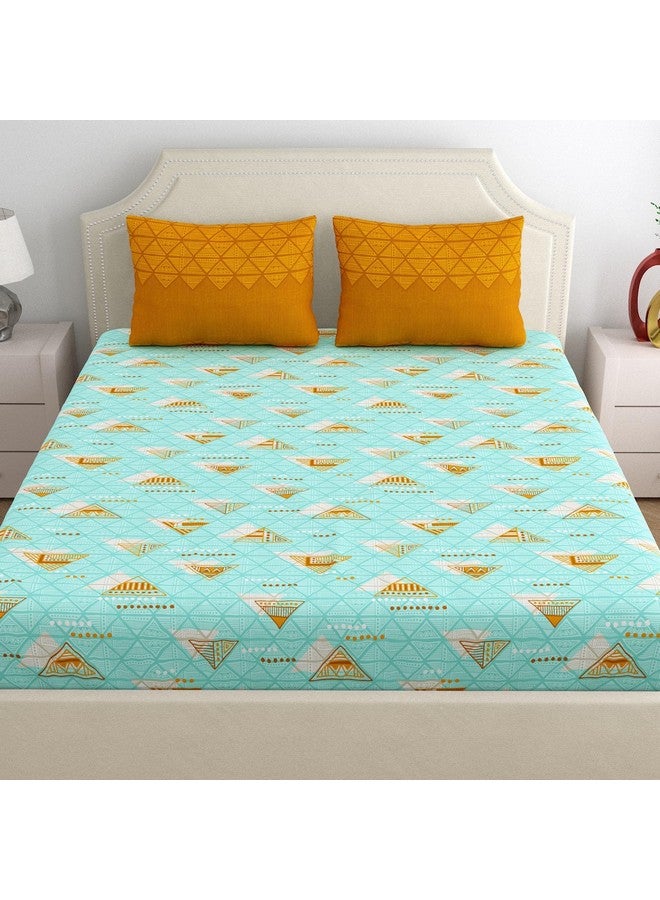 Home Ecstasy 100% Cotton Double Bedsheet with 2 Pillow Covers, 140 TC Geometric Sea Green for Double Bed (7.3ft X 7.7ft) - Image 2
