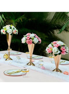 2 Pcs Tabletop Decoration Centerpiece, 16.7in Metal Wedding Flowers Gold Vase, Anniversary Birthday Party Home Decoration Flower Arrangement - pzsku/Z1890BF3F176133D7C782Z/45/_/1717582630/5e4d44c6-ddb9-4433-a36f-f459dc595629