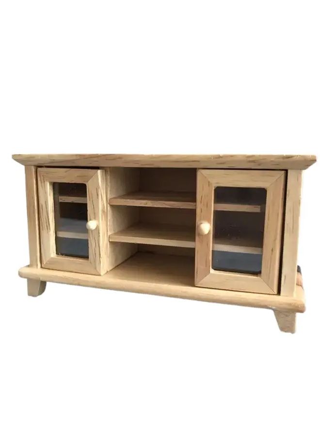 1 12 Scale Miniature TV Cabinet Model Realistic Dollhouse TV Stand With Open Shelves Vintage Living Room Decorations Diorama Accessories Photography Props Collectible Tiny Furniture For Doll House - Image 4