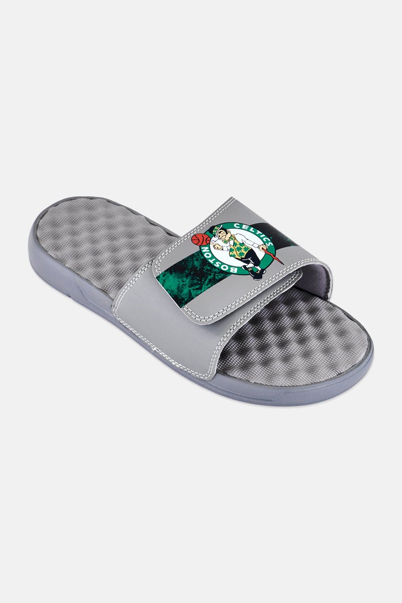 ISlide Men Boston Celtics Slip On Slides, Grey - Image 1