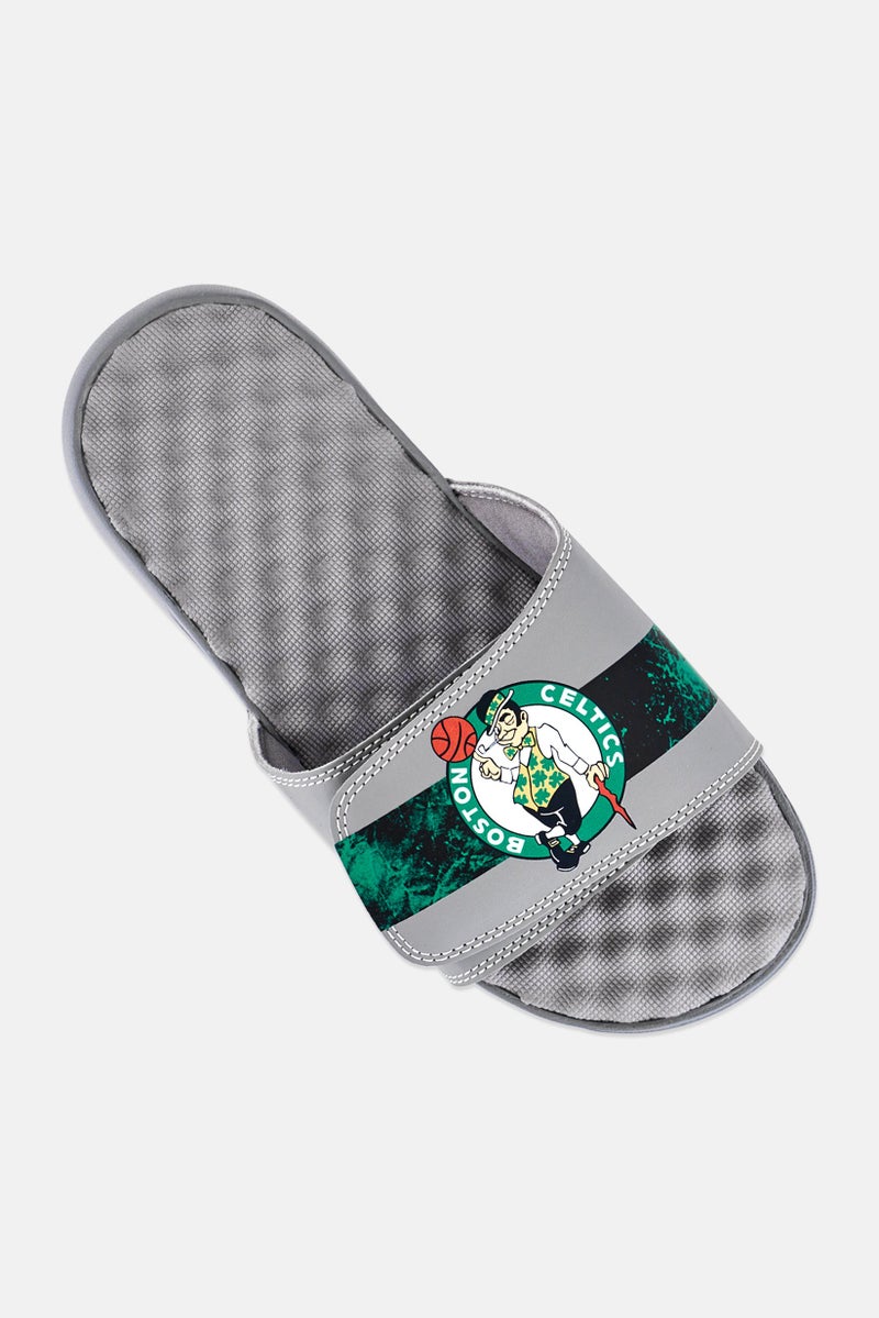 ISlide Men Boston Celtics Slip On Slides, Grey - Image 4