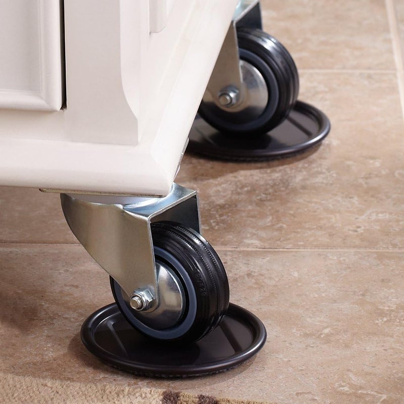 SoftTouch 4291195N Round Furniture Caster Cups with Carpeted Bottom for Hard Floors - 4 Inch, Gray (4 Piece) - Image 3