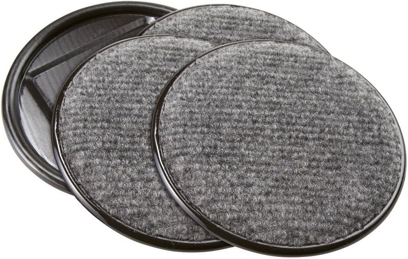 SoftTouch 4291195N Round Furniture Caster Cups with Carpeted Bottom for Hard Floors - 4 Inch, Gray (4 Piece) - Image 1