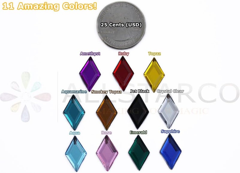 Allstarco 11x18mm Flat Back Diamond Acrylic Rhinestones Plastic Gems for Jewelry Making Costume Jewels Cosplay Embelishments - 35 Pieces (Gold Topaz H107) - Image 2