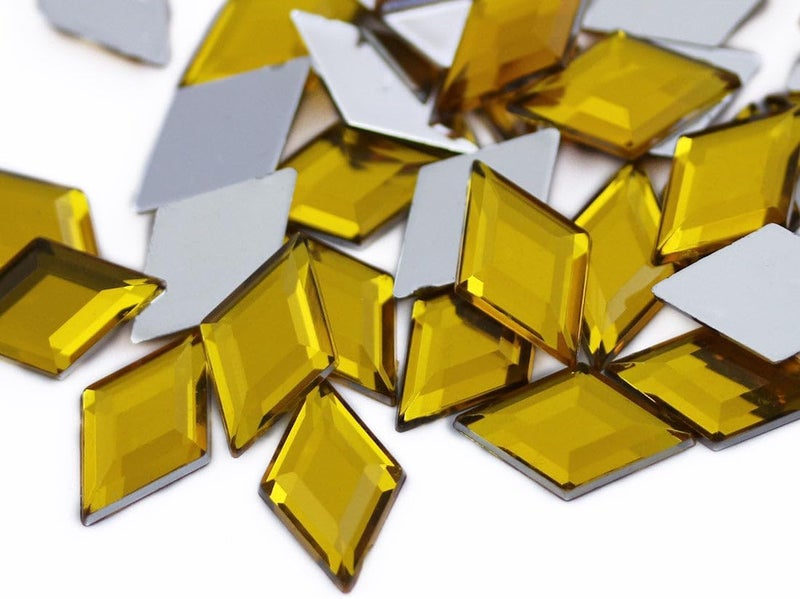 Allstarco 11x18mm Flat Back Diamond Acrylic Rhinestones Plastic Gems for Jewelry Making Costume Jewels Cosplay Embelishments - 35 Pieces (Gold Topaz H107) - Image 1