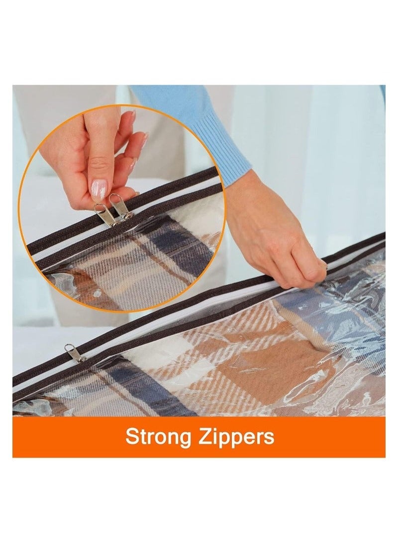 4PCS Under Bed Storage Containers, Large Capacity Foldable Underbed Storage Bags Organizer, Clothes Storage Bins with Clear Window and Reinforced Handles for Blanket, Comforter, Bedding, Toys - Image 4