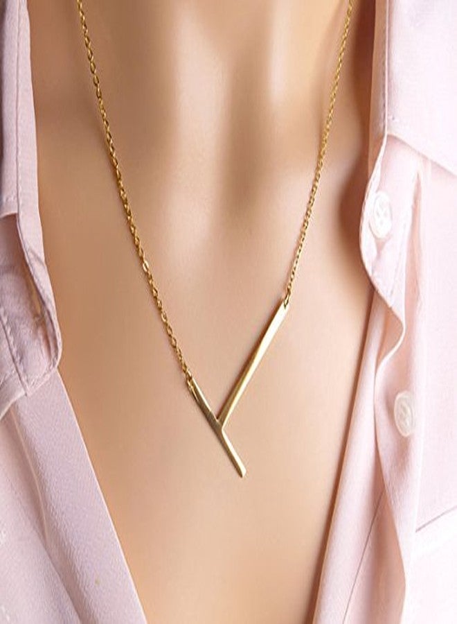 RINHOO Stainless Steel Gold Initial Alphabet 26 Letters Script Name Pendant Chain Necklace from A-Z(T) - Image 2
