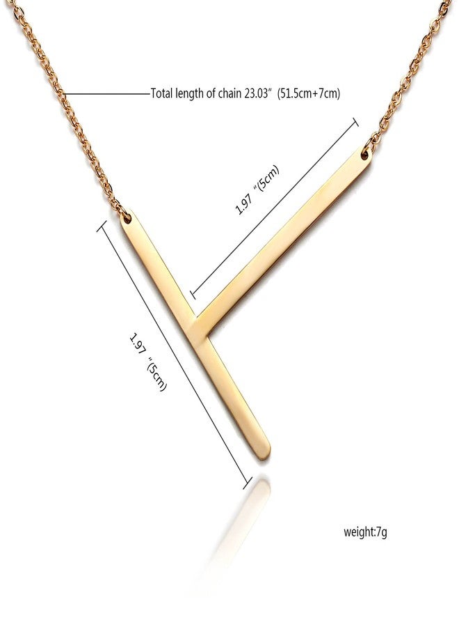 RINHOO Stainless Steel Gold Initial Alphabet 26 Letters Script Name Pendant Chain Necklace from A-Z(T) - Image 4