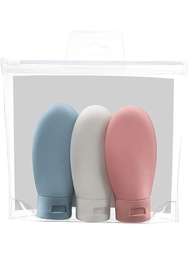ELECDON 3 Pcs Travel Bottles Set,60ML Travel Bottles Containers, Small Mini Empty Plastic Squeeze Bottles for Travel Toiletries, Shampoo and Conditioner with Storage Bag  - Image 1