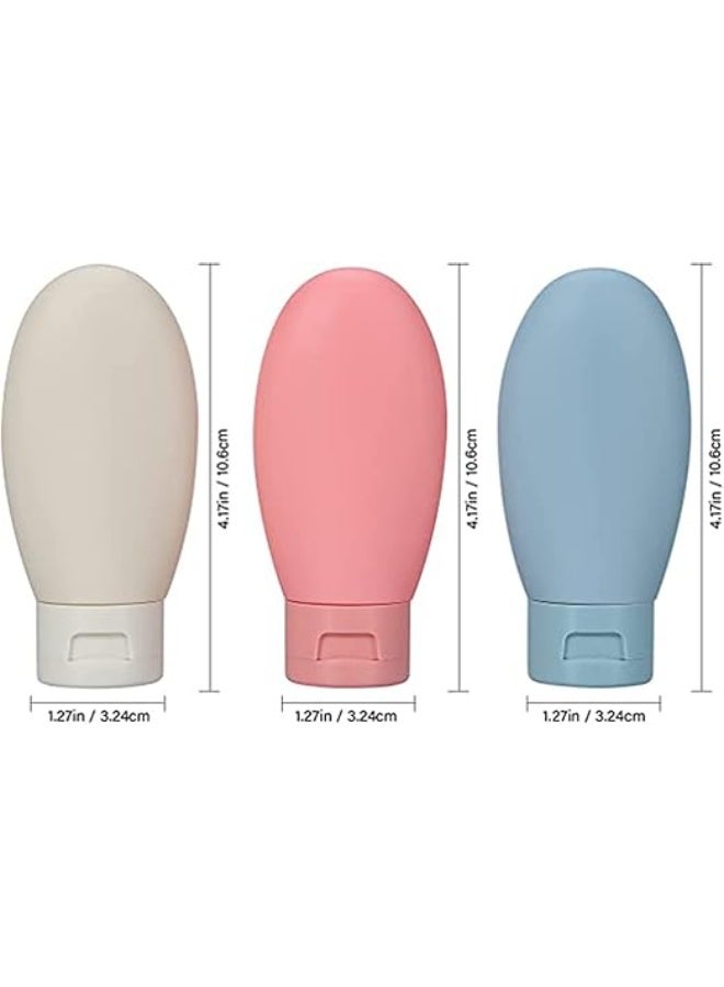 ELECDON 3 Pcs Travel Bottles Set,60ML Travel Bottles Containers, Small Mini Empty Plastic Squeeze Bottles for Travel Toiletries, Shampoo and Conditioner with Storage Bag  - Image 3