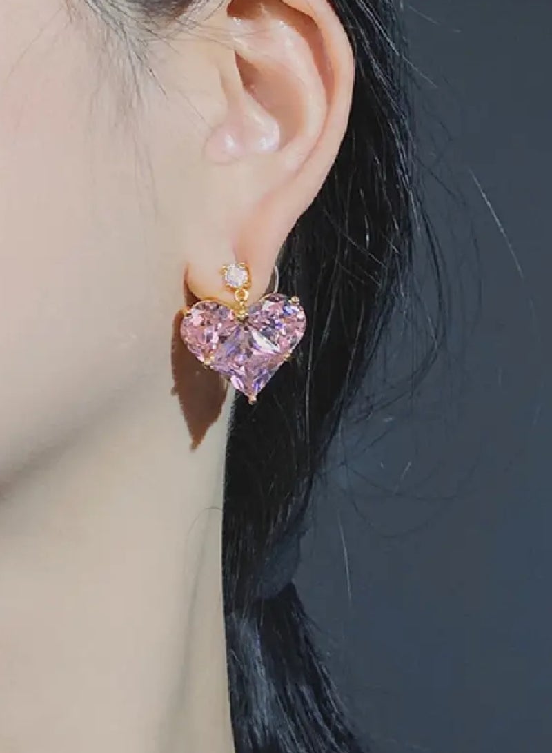 إيكوال طقم اكسسوارات سلسال وحلق اذن نسائي مصنوع من الاستانلس ستيل مطلي باللون الذهبي ومرصع بالزركون - Image 3